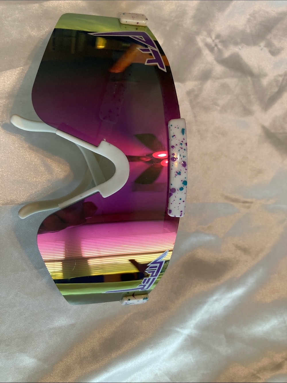 Pit Viper Shield Sunglasses - Purple Mirrored Lens with White Speckle Accents